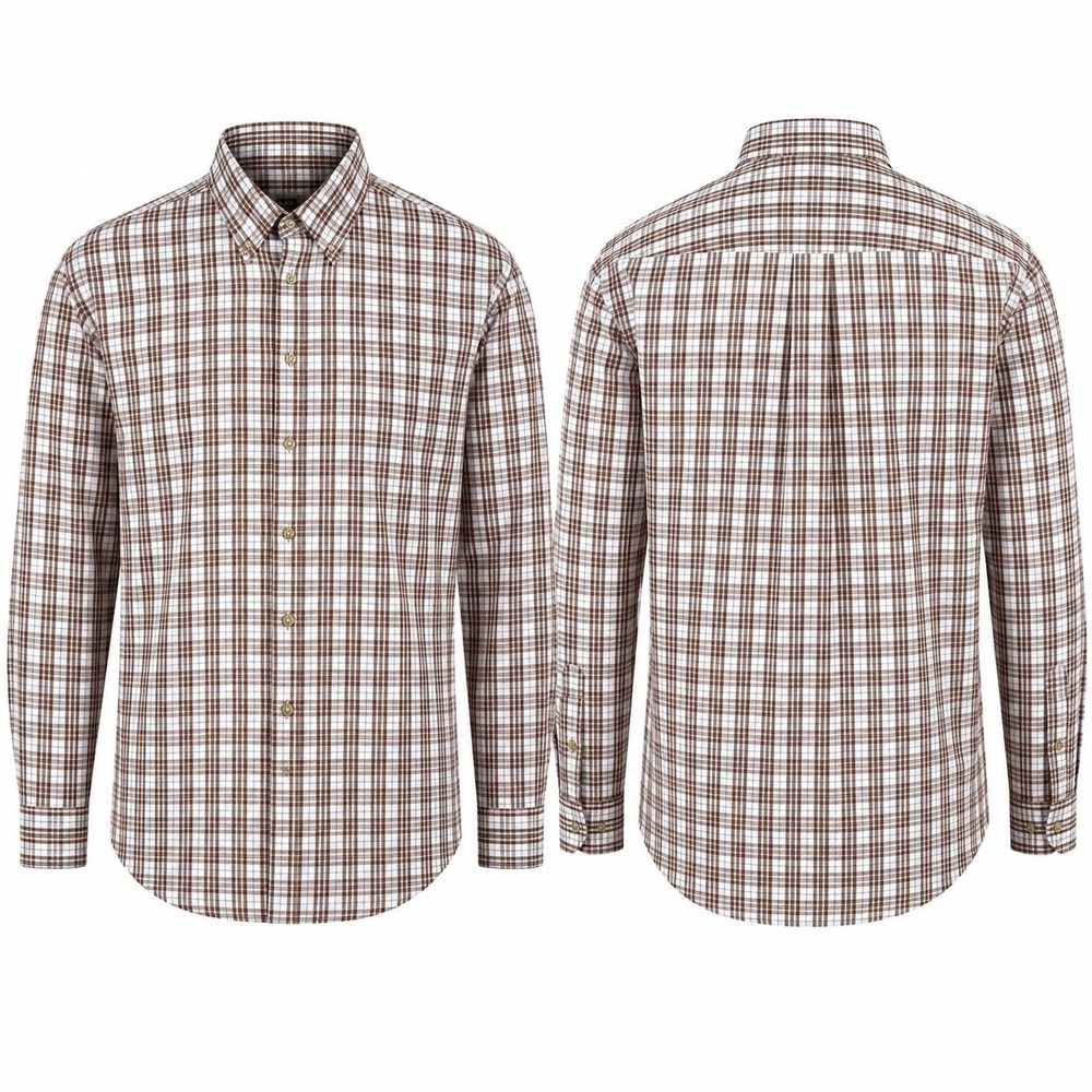 Wrangler Riata Mens L Brown Plaid Button Down Long Sleeve Shirt 10MR2128A NEW